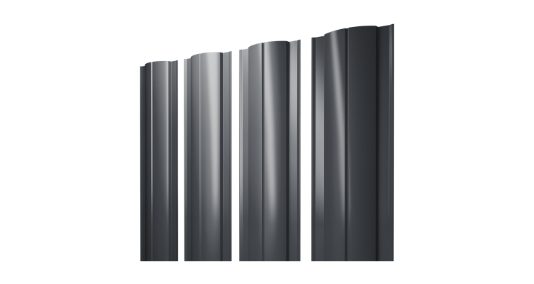 Штакетник Круглый с прямым резом 0.45 Drap RAL 7024 мокрый асфальт