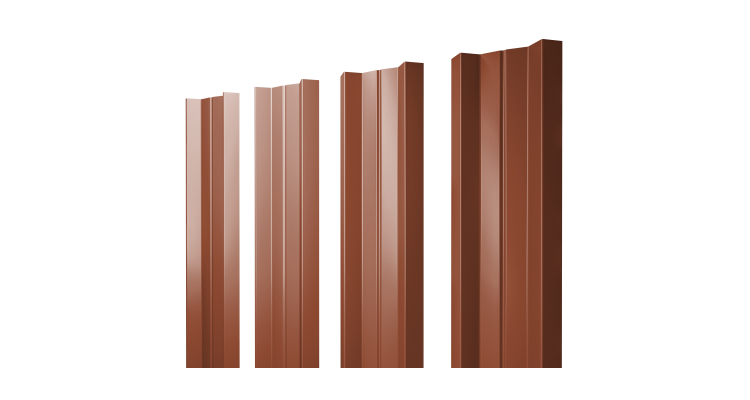Штакетник М-образный A с прямым резом 0.5 Satin RAL 8004 терракота