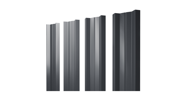 Штакетник П-образный A с прямым резом 0,5 Atlas X RAL 7024 мокрый асфальт